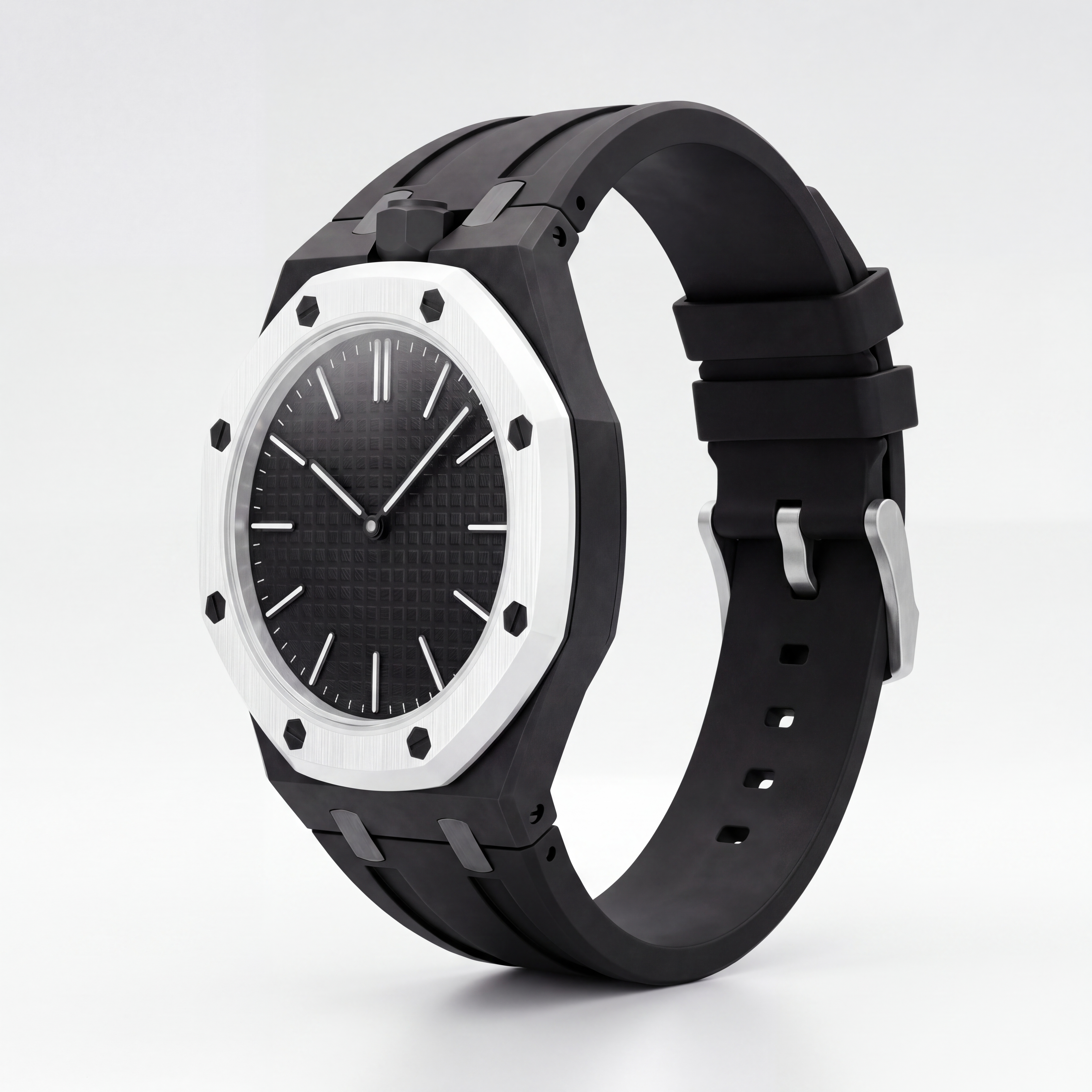 POPSTRAP Black cage strap detail view — premium silicone, designed and manufactured in France